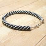 Bead Crochet Bracelet, Black And White Spiral..