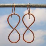 Earrings, Oxidized Copper Figure Eight, 8, Metal..