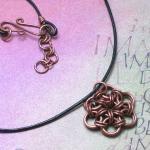 Copper Necklace, Chain Mail Japanese Flower..