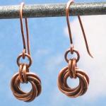 Mobius Flower Oxidized Copper Chain Mail Earrings,..