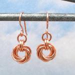 Copper Earrings, Mobius Flower Chain Mail, Chain..