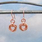 Copper Earrings, Mobius Flower Chain Mail, Chain..