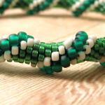 Bead Crochet Bangle Bracelet, Dark Green, Light..