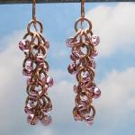 Shaggy Loops Copper Chain Mail Earrings, Purple..