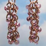 Shaggy Loops Copper Chain Mail Earrings, Purple..