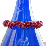 Beaded Bangle Bracelet, Purple Bead Crochet Spiral..