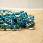 Turquoise Boho Wrap Bracelet, Crochet Beaded..