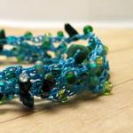 Turquoise Boho Wrap Bracelet, Crochet Beaded..