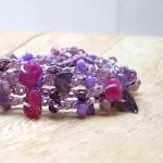 Crochet Wrap Bracelet, Purple Boho Bracelet,..