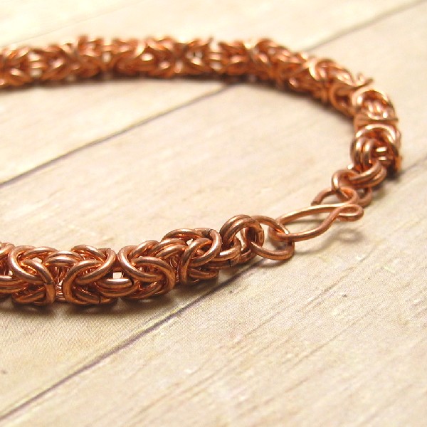 Copper Chain Mail Bracelet, Byzantine, Handmade Chain Maille Metal Jewelry, Metalwork Accessory