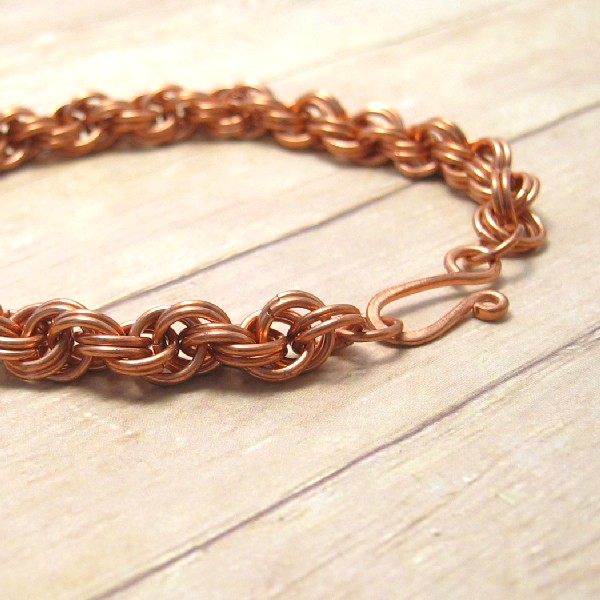 Double Spiral Chain Mail Bracelet, Copper Chain Maille Jewelry