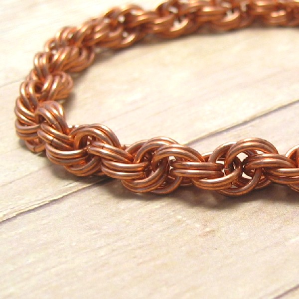 Double Spiral Chain Mail Bracelet, Copper Chain Maille Jewelry on Luulla